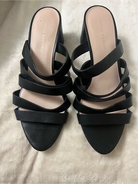Loeffler Randall Black Multi-Strap Block Heel Mules